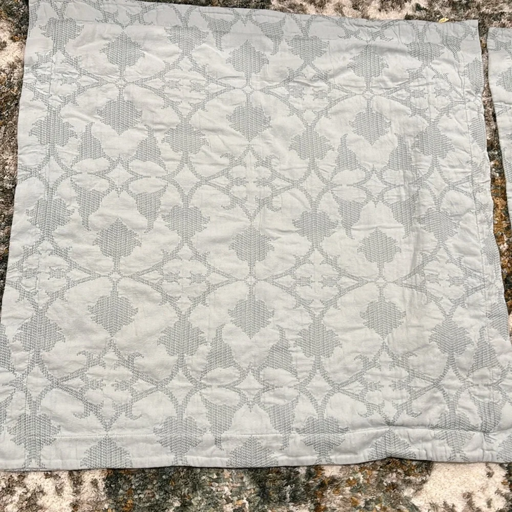 Pottery Barn Jacquard Matelasse Blue Gray (lite green)Euro Shams 26”x26”Set of 2